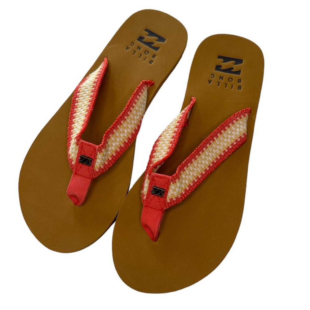 Billabong Flip Flop Sandals Baja Orange Blush New With Sample Tag Women’s Size 6